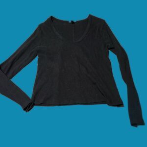 Womens Universal Thread Long Sleeve Ribbed Scoop Neck Undershirt Size Large